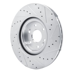 Cadillac Escalade ESV Brake Rotor (1) - Front Left - R1 Concepts - Drilled & Slotted - Silver - `21-`25